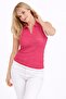 Zerelle Women Shirt Collar Zero Sleeve Heart Pattern T-Shirt - 3