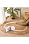 FFD Jute Rug Carpet Oval Jute Rug with White Line Design Floor Mat Carpet Jute Door Mat Living Room - 8
