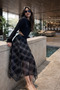 Asymmetrical Skirt Striped Skirt Black Asymmetrical Cut Skirt