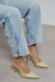 Elara Light Green Matte Slingback V Vamp Line Pointed Toe Women's Heeled Shoes - 4