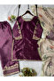 Purple Silk Kurta Trouser & Dupatta - FFT7496 - Purple - 3