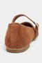 Berlin Tan Suede Inner-Outer Leather Flat Women's Ballerina Shoes with Middle Strap Buckle - 9