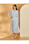 Women Blue Printed Long Sleeve Dress