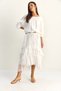 Women's White Elastic Waist Boat Neck Blouse Asymmetrical Layer Detailed Maxi Skirt Lined Suit 7646 60286142 - 3