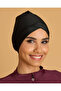 Women Burgundy & Black Front Zip Overlapped Burkini Swim Set - 5
