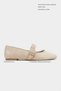 Berlin Beige Suede Inner-Outer Leather Medium Strap Buckle Flat Women's Ballerina Shoes - 3