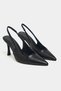 Elara Black Matte Slingback V Vamp Line Pointed Toe Women's Heeled Shoes - 5