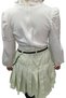 Girl's Leather Detailed Jacket, Blouse and Skirt Green Color Three-Piece Set - 3