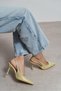 Elara Light Green Matte Slingback V Vamp Line Pointed Toe Women's Heeled Shoes