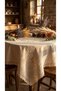 Buldan Raw Linen Tablecloth with Hand Embroidered Lace 86X86 100% Cotton Fiskos - 5