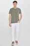 Men's Khaki Soft Textured Slim Fit Slim Fit Crew Neck T-Shirt - 2