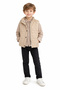 Boy's Beige Color Three-Piece Set with Shirt, Trousers and Puffer Vest