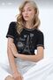 Women's Special Design T-Shirt with Pearl and Stone Details - 3