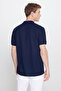 Men's Navy Blue Slim Fit Polo Collar Jacquard Stretch T-Shirt - 5
