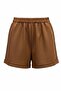 Brown Double Pocket Double Leg Linen Shorts Alc-X13767 - 4