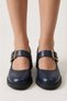 Genuine Leather Navy Blue Heeled Mary Jane Women's Shoes with Buckle and Strap Real Leather Classic Heels - 3