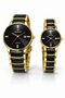 Crimson Duo Couple Watch Set for Men & Women, Quartz Analog Watches, Black Gold Strap,