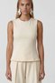 Ecru Crew Neck Sleeveless Blouse and Trousers Set Alc-X15464 - 2