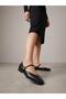 2511109Y Women's Genuine Leather Blunt Toe Buckle-Strapped Ballet Flats