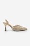 Women's Stiletto Pointed Toe Hand Knitted Classic Heeled Shoes with Elastic Back Arfes Gold - 4