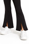 Girl's Black Spanish Leggings with Front Slit, Scuba Fabric - 2