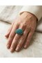 Bronze Vintage Women's Ring Authentic Jewelry Turquoise Stone Curved Model Adjustable