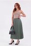 Pleated Midi Skirt High Waist Elastic Casual & Stylish Women's Skirt