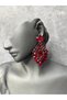 Crystal Stone Dangle Earrings Bridal Wedding Henna Evening Dress Earrings - 2
