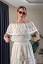Imported Brode Madonna Collar Cotton Skirt and Blouse Set - 5