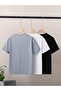 Boy's 3-Pack Unprinted Plain White-Black-Grey Combed Cotton T-Shirt - 2