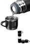 Stainless Steel Black Thermos Set with 3 Cups - Hot & Cold Beverage Solution with Vacuum Lid - 4