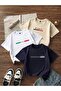 Boy's 3-Pack Paris-Italy Printed Beige-White-Navy Blue Combed Cotton T-Shirt