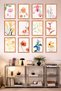 12-Piece Frame Look Floral Themed Minimalist Set |   Pastel |   Nordic Painting Set 15X20 cm Mdf Uv Printing
