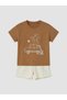 Lcw Baby Brown Printed Baby Boy T-Shirt and Shorts Set
