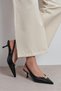 Alvera Black Crocodile Accessory Detail Pointed Toe Women's Heeled Shoes - 3