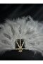 Feathered stone detailed bridal fan - 4