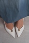Alvera Beige Rustic Accessory Detail Pointed Toe Women's Heeled Shoes - 3