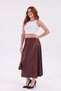 Women's Pleated Midi Skirt with Elastic Waist, Comfortable Fit