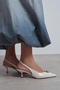 Alvera Beige Rustic Accessory Detail Pointed Toe Women's Heeled Shoes - 7