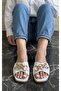 Women's Gold Chain Buckle Cross-Strap Slippers Summer Casual Stylish Comfortable Sandals - 3