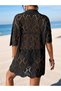 Women's Knitted Openwork Patterned Collar Shirt Tunic Knitted Daily Summer Beach Dress Pareo - 5