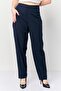 Women Regular Fit Solid Straight Pants, Navy