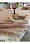 Royal Linen Textured Lace Detailed Powder Pink Tablecloth (Napkins Not Included) - 8