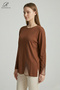 Women's Cinnamon Vertical Stripe Patterned Lace Embroidered Stoned Slit Lycra Mother Combed Cotton Blouse - 2