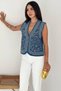Women's Blue Ethnic Embroidered Bohemian Jean Vest Pinterest Style Denim Vest - 7