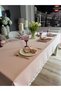 Royal Linen Textured Lace Detailed Powder Pink Tablecloth (Napkins Not Included) - 3