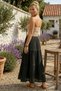 Black Washed Ruffled Elastic Waist Casual Muslin Long Woven Skirt 98 60 - 5