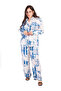 White & Blue Abstract Embroidered Co-Ord Set - 2