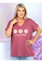 Daisy Printed V-Neck Cotton Premium Plus Size Women's T-Shirt - 7