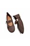 Gemma Adjustable Buckle Detailed Women's Suede Ballerinas - 5